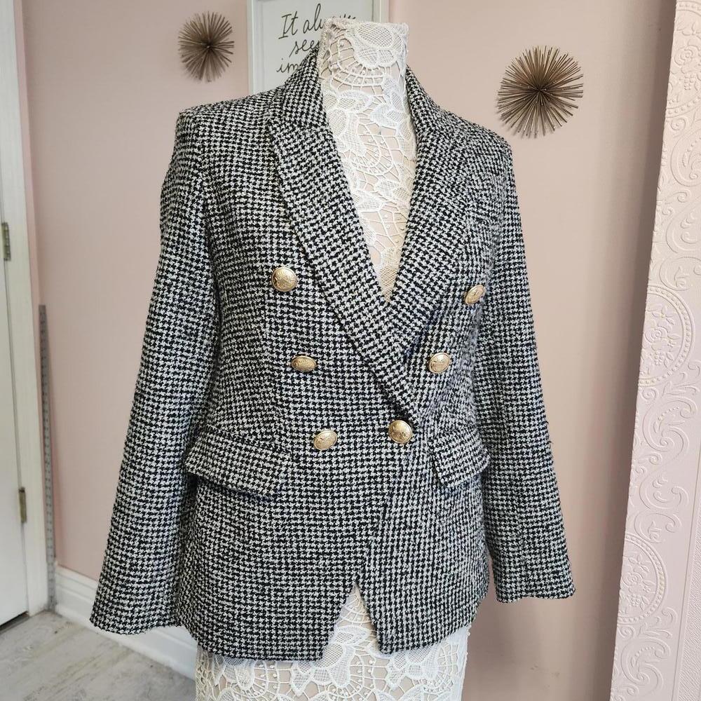LKNW Express double breasted tweed houndstooth blazer jacket small